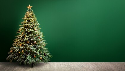 クリスマスツリーと緑色の背景（Green background with christmas tree）
