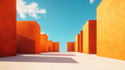 Minimalist Orange Architecture Abstract Background