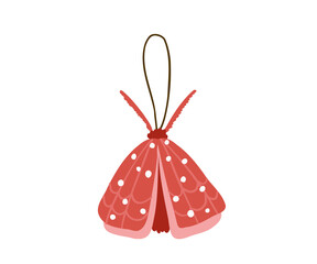 Christmas decoration for the Christmas tree is drawn in a flat style by hand. New Year, Christmas, Holiday.