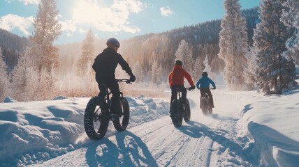 A fat biking adventure through snowy trails, with parents and kids enjoying the ride together