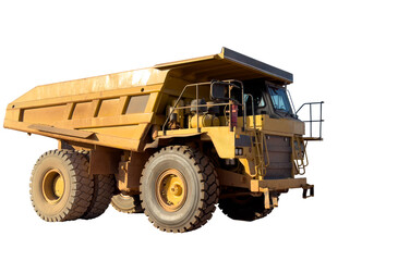Mining truck isolated on white. Construction equipment, mining machinery. Haul truck isolated on...