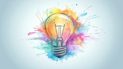 Lightbulb with Colorful Splashes