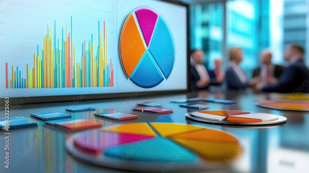 Poster data visualization with graphs and charts in office
