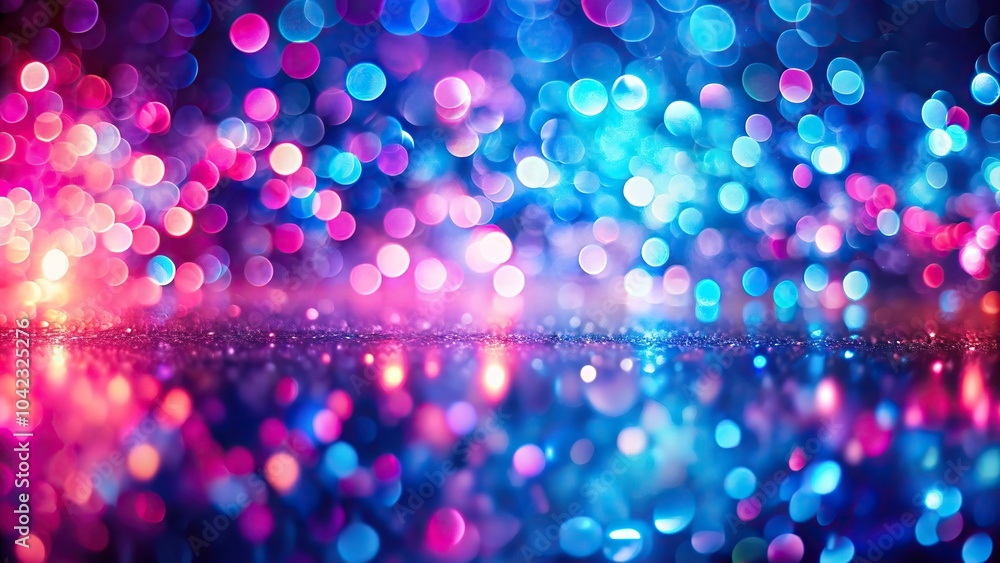 Aufkleber defocused abstract background with color light bokeh and neon gradient reflection