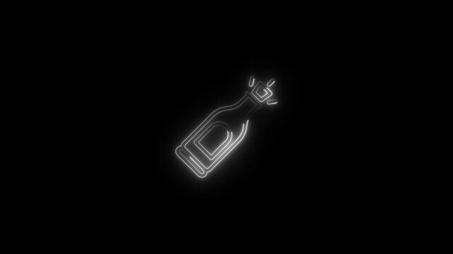 Glowing neon line Tequila bottle icon isolated on black background.