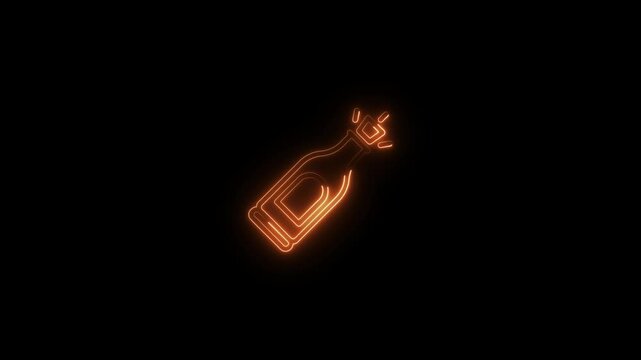 Glowing neon line Tequila bottle icon isolated on black background.