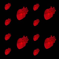 Red real heart seamless pattern valentine day print