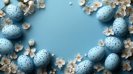 Obraz premium blue easter eggs background