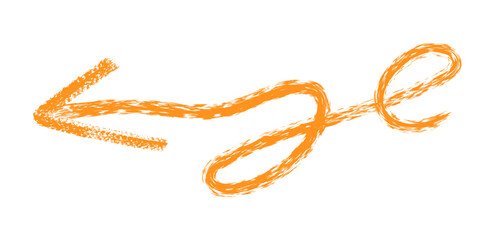 Hand drawn simple arrow drawn with wax crayon, chalk or charcoal. Uneven dry texture for underlining highlighting. Pencil drawn lines, strikethrough, grungy vector isolated on white