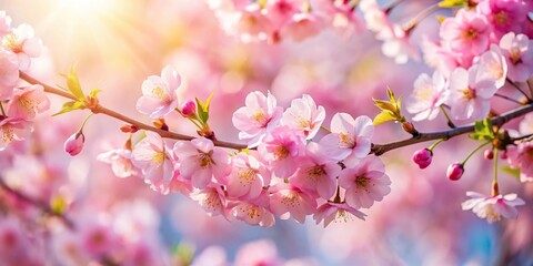 Obraz premium Delicate pink cherry blossoms in spring sunlight