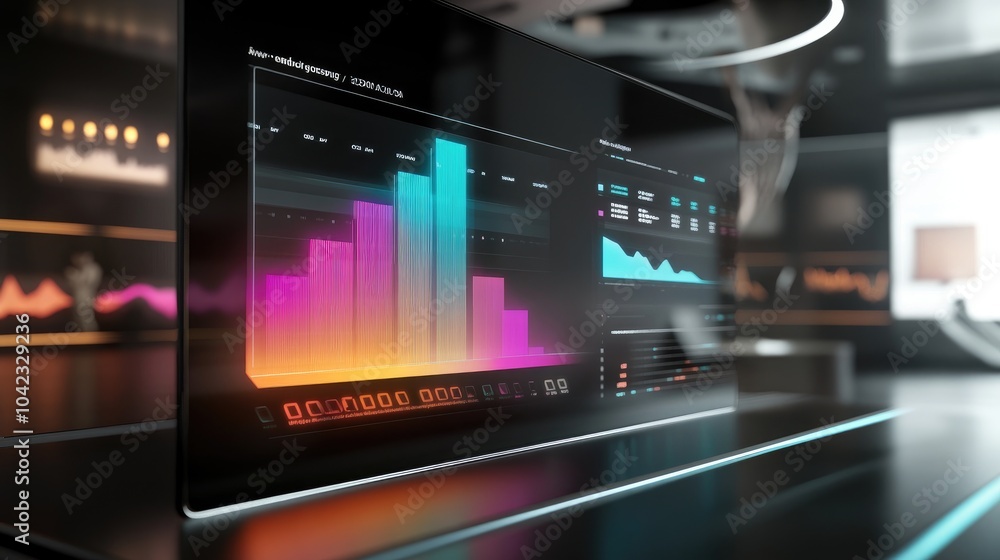 Poster modern data visualization on digital screen