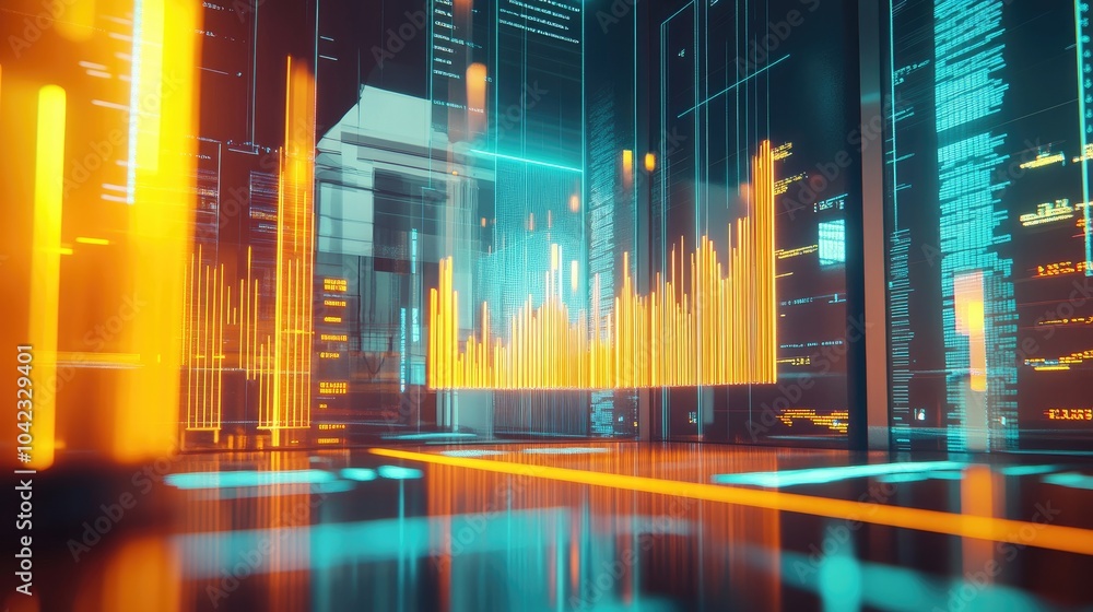 Poster abstract data visualization in digital space