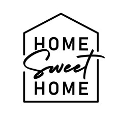 Home sweet home. Hand drawn lettering phrase. Vector illustration.