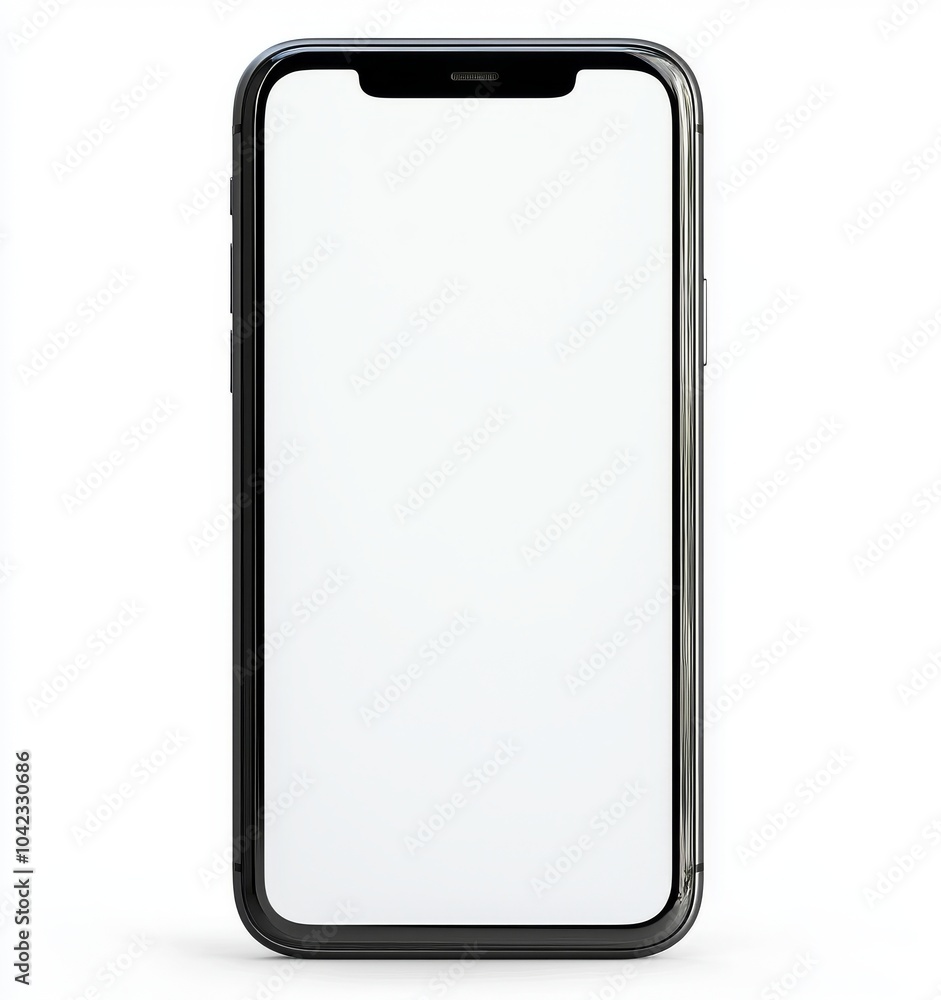 Poster on a white background technology, mobile phone screen mockup design isolated with clipping path on a