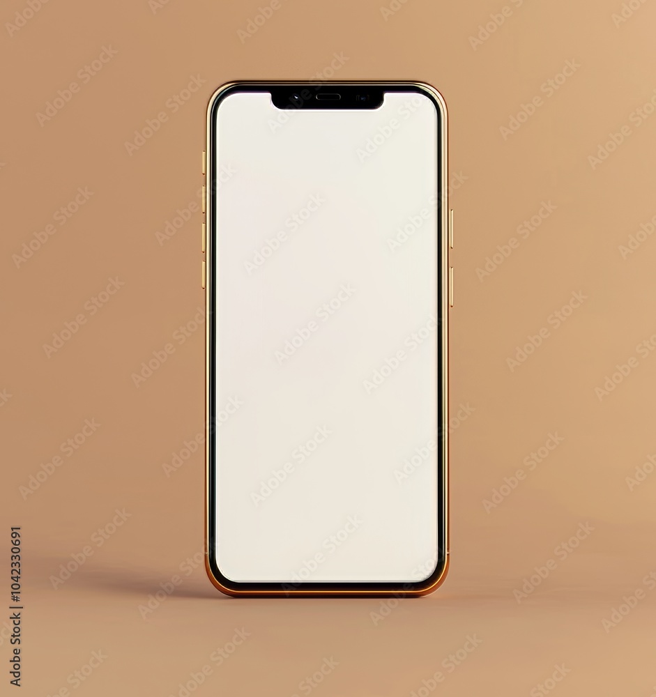 Aufkleber an isolated mobile phone screen mockup with a clipping path design on a white background
