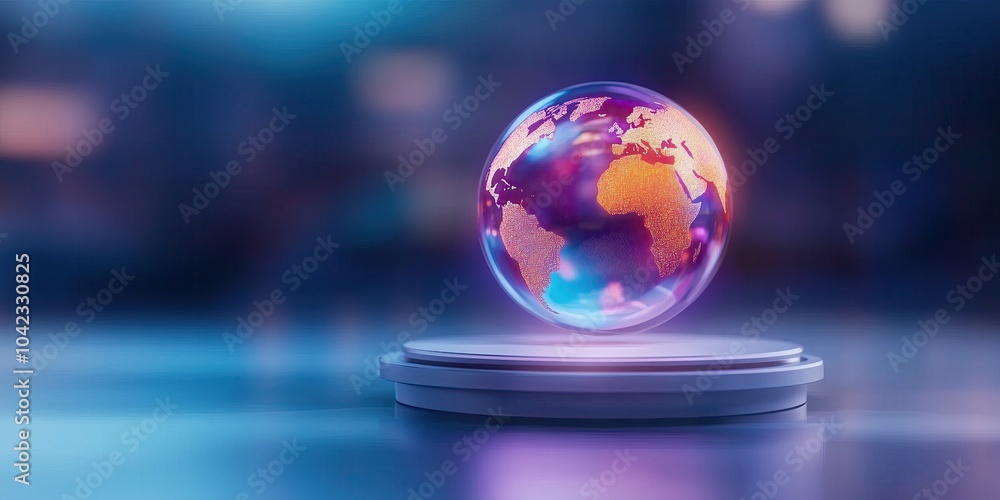 Poster glowing earth globe representing cyber security and data protection in modern digital environment fo