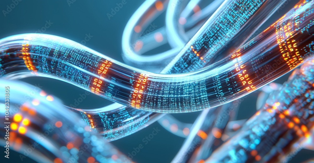 Poster a futuristic data stream, digital flow. data transferring. information concept. technology backgroun