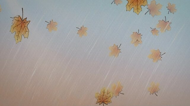 Hand Drawn Sketched Fall Leaves Animated Backdrop