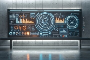 Fototapeta premium Smart grid control room with holographic displays that display real-time energy consumption