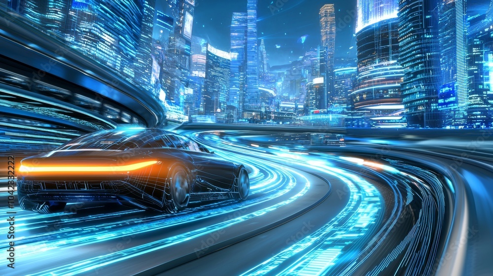 Poster the smart city is a smart city with holographic displays showing data analytics in a high-tech offic