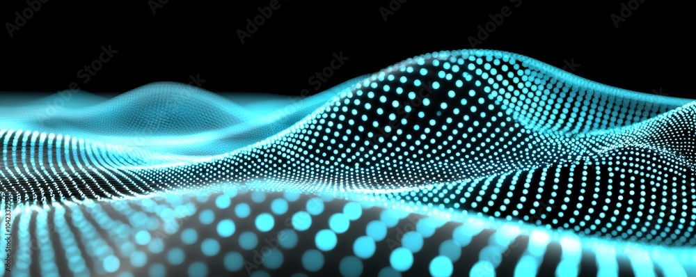 Poster a circle shaped blue wave of technology. flows of particles. visualization of big data transfers. re