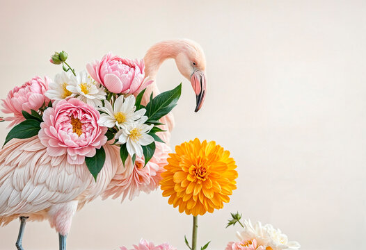 a floral background of beautiful peonies, dalias and gypsophila, a secret flower garden, pastel colors - generated by ai