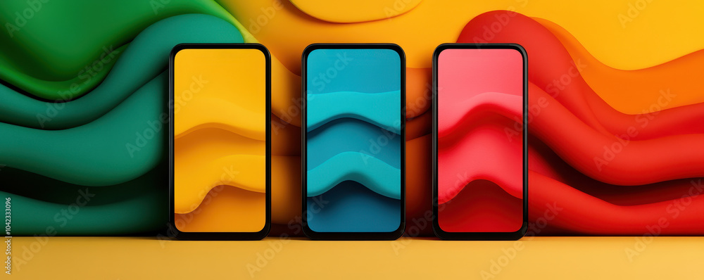 Aufkleber technology gadget flat design front view smart device theme water color triadic color scheme