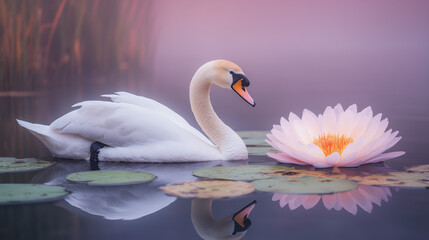 white swan on the water