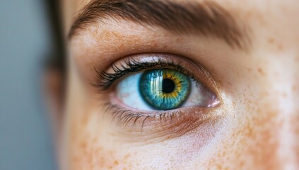 Close-up of a Woman's Eye with Blue Iris