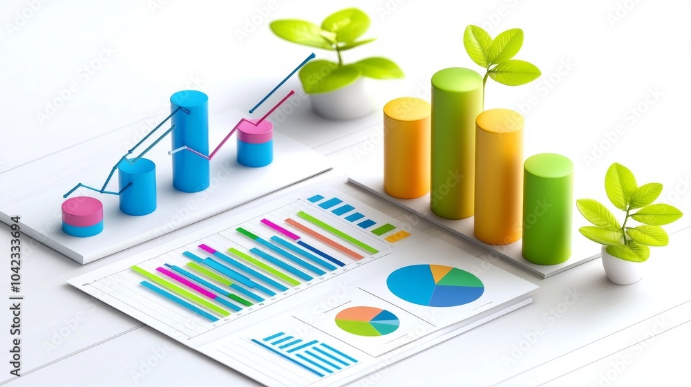 Poster visualization of data with a color graphic chart for business reporting analysis.