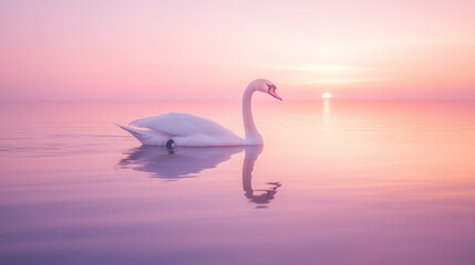 Fototapeta premium white swan on the water