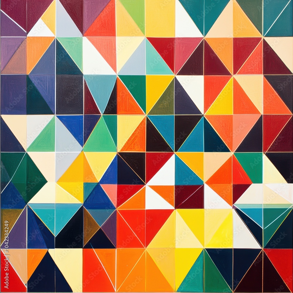 Aufkleber a vibrant display of intricate triangular patterns forms a captivating geometric abstraction featuri