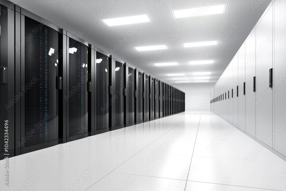 Aufkleber the server room in a modern data center is full of server racks.