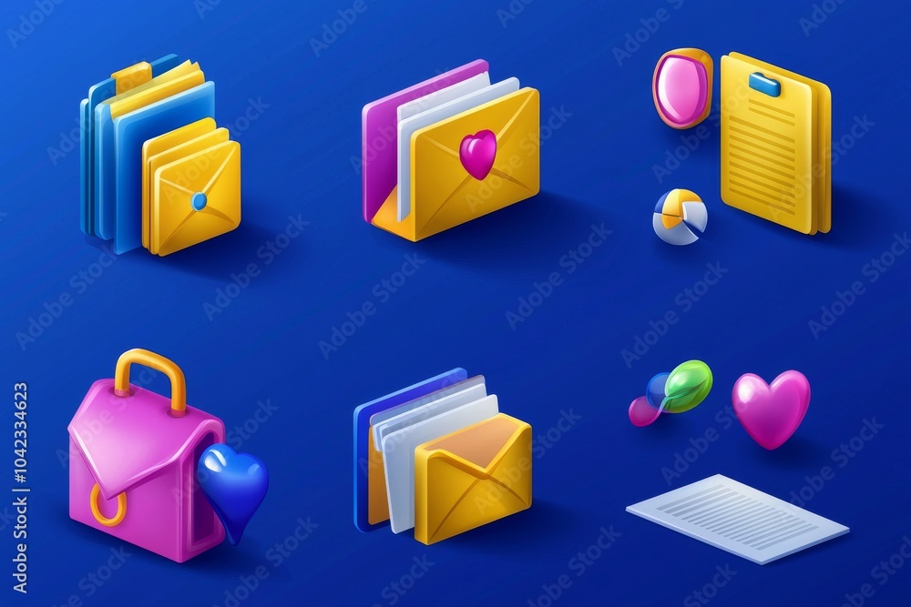 Poster the icon of an open folder with documents. flat design icon depicting a modern illustration of a fol