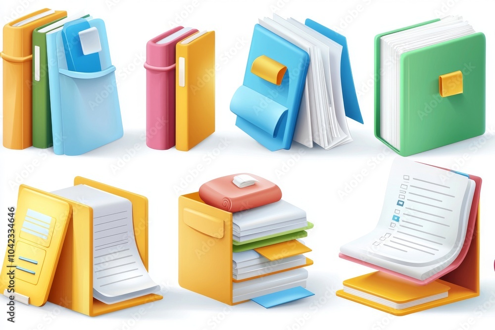 Poster a flat design icon showing a folder with documents.