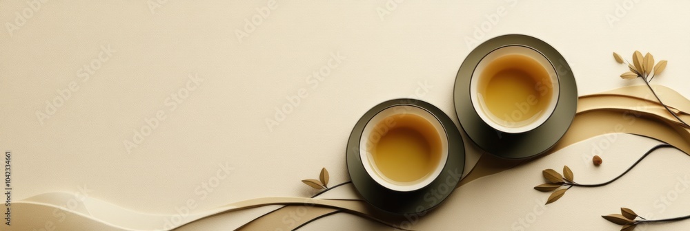 Aufkleber interwoven lines represent tea leaves and cups, creating a peaceful atmosphere that invites relaxati