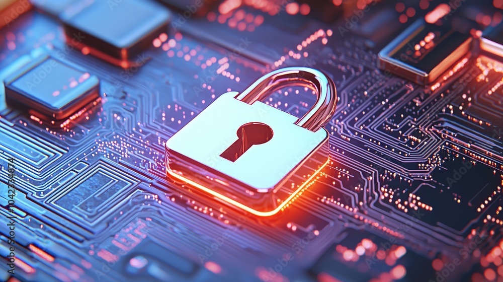Poster data network protection concept with a lock icon. high speed connection data analysis. technology da
