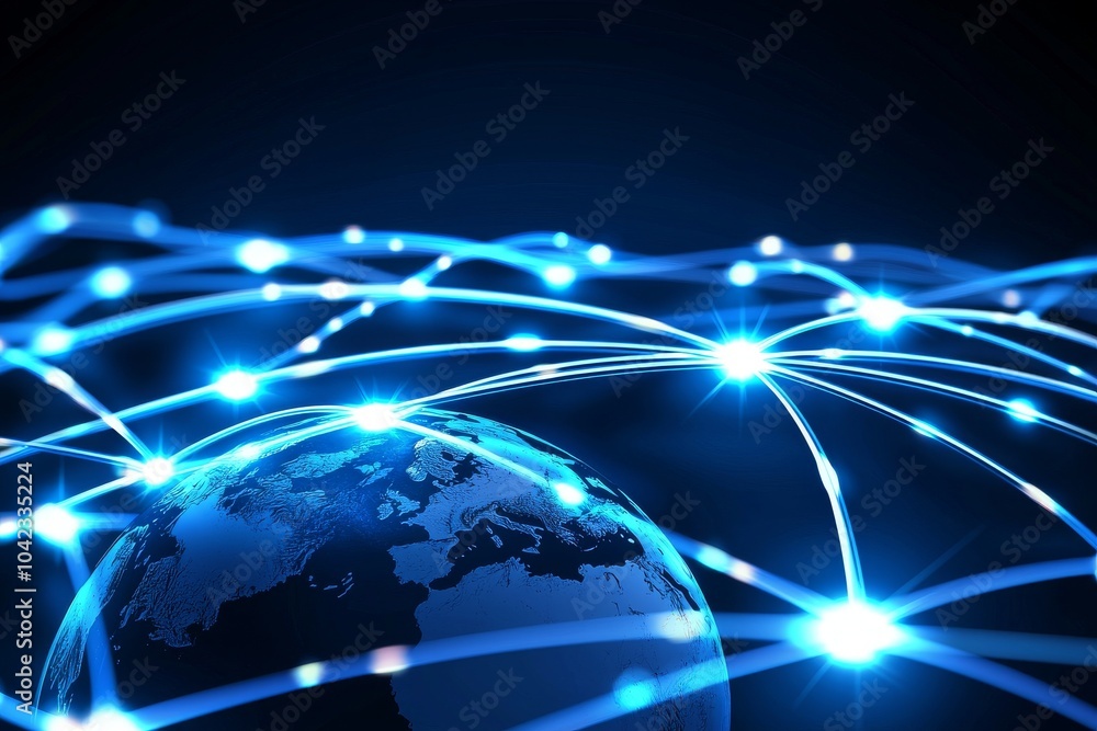 Poster big data analytics and business concept, world map concept of point and line composition for global 
