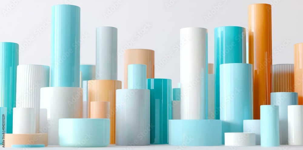 Poster an array of cubes or boxes on a white background that fades out, abstract modern minimalism, compute