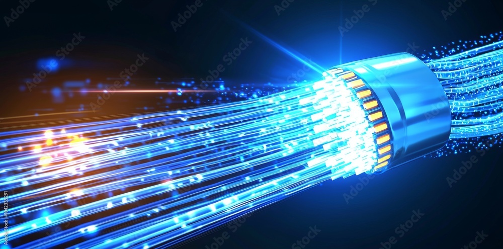 Poster illustration of big data analytics and high-speed communication technologies. data flow, data stream