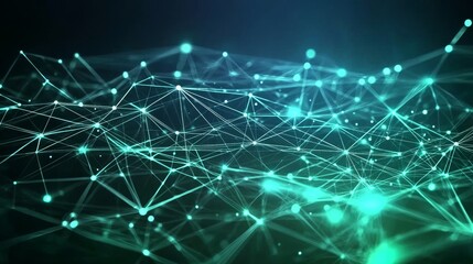 Obraz premium An abstract background featuring glowing green and blue lines, representing advanced scientific or medical concepts.