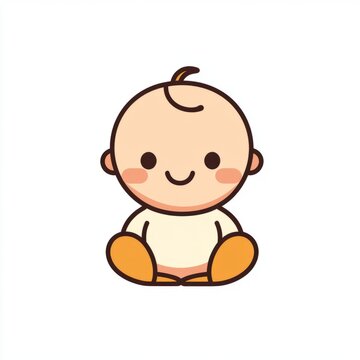 recommend clip art: Cute cartoon baby sitting down with a smile.