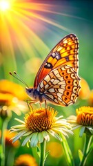 Fototapeta premium butterfly on flower
