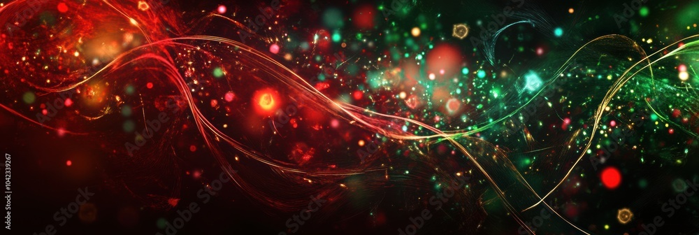 Poster A captivating array of abstract Christmas ornaments and lights twinkling brightly, creating a joyful and festive holiday ambiance. Generative AI