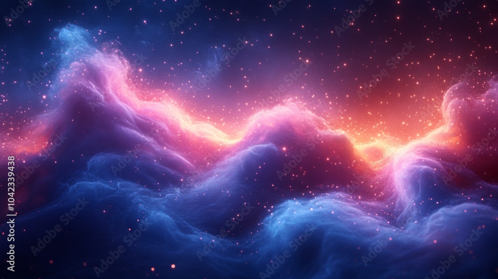 Poster this stunning view reveals colorful clouds illuminated by celestial light against a dark night sky f