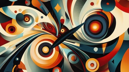 Obraz premium Colorful abstract geometric pattern with dynamic circles and spirals for modern design
