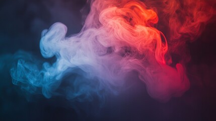 Red and blue smoke blending together in abstract motion