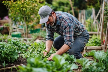 A man gardening and tending to his vegetable patch 3