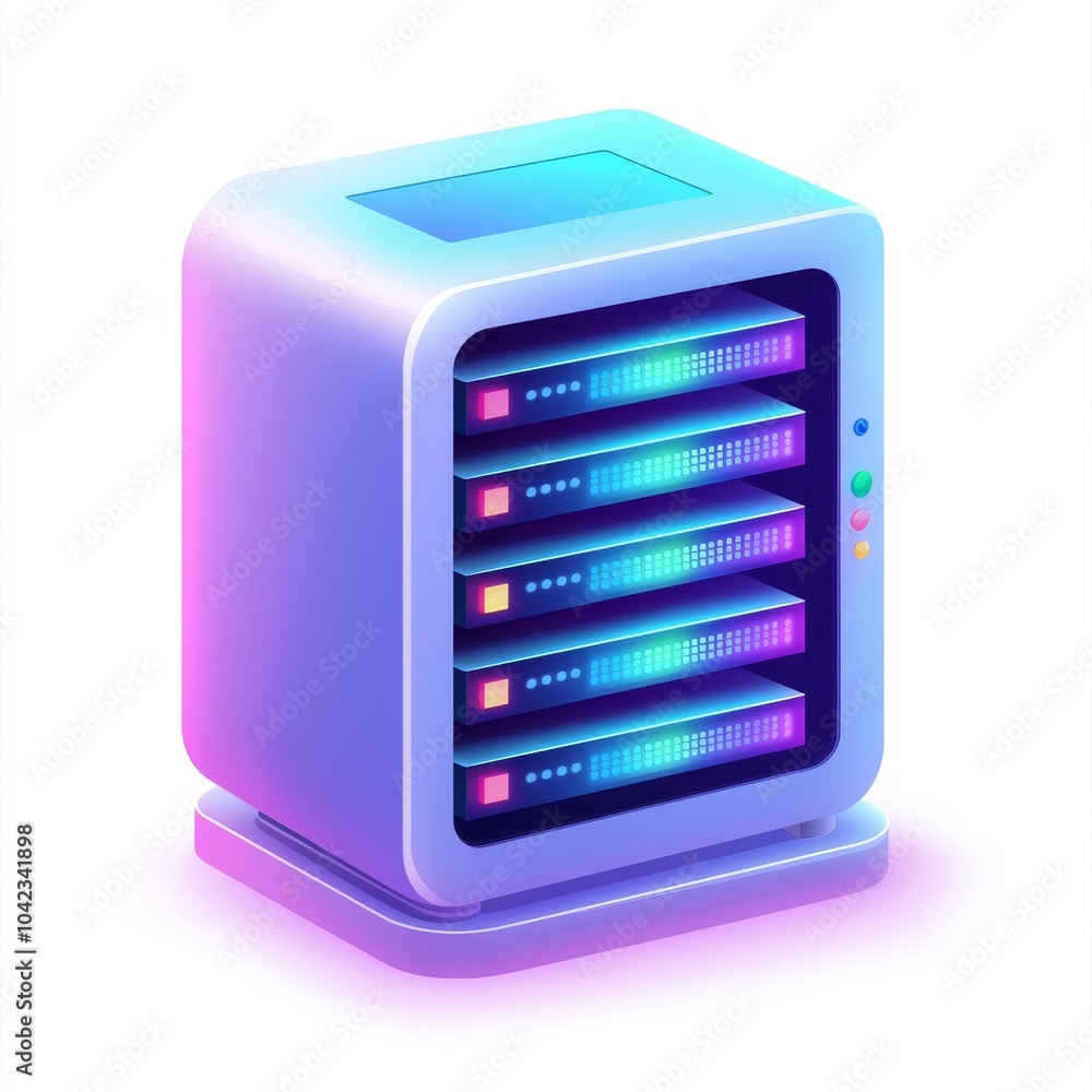 Aufkleber icon representing network servers in a data center. flat design style.
