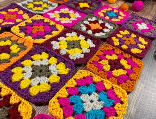 Crocheting, bright multicolor photo with scissors decor handmade handiwork craft hobby 